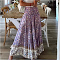 Miniatyrbild 4 av 4: Print camisole Högmidjad kjol modern minimalistisk modell Högmidjad lång strandkjol för kvinnor Swing halvkjol bohemisk casual Blue L