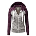Miniatyrbild 1 av 3: Huvtröjor för kvinnor färgblock huvtröja Basic dragkedja Jerseyjacka långärmad topp med fickor Plus Size purple XL
