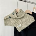 Miniatyrbild 1 av 4: Knäppning halsduk för kvinnor höst och vinter med tjock varm turtleneck huvud stickad haklapp falsk krage krage krage set Mint green