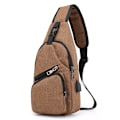 Miniatyrbild 3 av 4: Herr Pojkar Crossbody Satchel Dragkedja Axelväska Bröstväskor Ljusbrun 6.69x2.76x12.99"