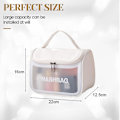 Miniatyrbild 2 av 5: Perspektiv Pvc Transparent kosmetikväska med stor kapacitet Frostad necessär Pu Clamshell white style style4