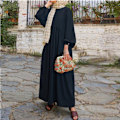 Miniatyrbild 5 av 5: Sommarklänning för kvinnor Rundhalad Lantern Sleeve Looe Dre for Caual black s