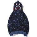 Miniatyrbild 1 av 4: Shark Ape Bape Hoodie Camo Print Polyestertröja Casual Loose Zip Hoodie Jacka För Herr Dam Camouflage Blue L