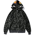 Miniatyrbild 1 av 5: Shark Ape Bape Hoodie Camo Print Polyestertröja Casual Loose Zip Hoodie Jacka För Herr Dam black L