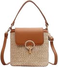 Små halmväskor för kvinnor sommar crossbody-väskor damer resehandväskor och plånböcker kvinnlig axel enkel väska brun Brown
