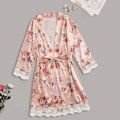 Miniatyrbild 4 av 4: Satin Silk Pyjamas Dam Nattlinne Underkläder Robes Underkläder Sovkläder Sexig Pink L