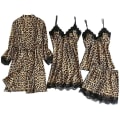 Miniatyrbild 1 av 5: Satin Silk Pyjamas Dam Nattlinne Underkläder Robes Underkläder Sovkläder Sexig Brown XL