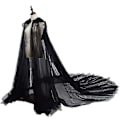 Miniatyrbild 1 av 4: Bröllopshuva Kappa Lång rygg Bröllop Cape Black