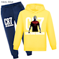 Miniatyrbild 1 av 4: CR7 Ronaldo Pojkars Träningsoverall Fotboll Hoodie Sweatshirt Topp + Byxor Outfit Yellow02 150cm