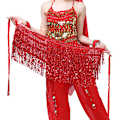 Miniatyrbild 2 av 2: Boho Sequin Tofs Höfthalsduk Kjol red