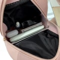 Miniatyrbild 8 av 10: PU Läder Shoulder Mini Liten Ryggsäck Multi-Function rosa pink