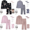 Miniatyrbild 4 av 5: Söt pyjamas för damer i bomull, flickor, långärmade toppar+byxor med fickor Polka Dot Casual Lounge Wear pink feather L