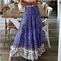 Miniatyrbild 4 av 4: Print camisole Högmidjad kjol modern minimalistisk modell Högmidjad lång strandkjol för kvinnor Swing halvkjol bohemisk casual Green L