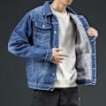 Miniatyrbild 2 av 7: Vinterns plysch tjocka denimjacka för herrmode, mångsidiga herrkläder, lös överdimensionerad varm arbetsjacka, trendig navy blue XXXL