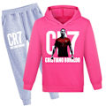 Miniatyrbild 1 av 4: CR7 Ronaldo Pojkars Träningsoverall Fotboll Hoodie Sweatshirt Topp + Byxor Outfit Rose Red03 110cm