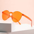 Miniatyrbild 3 av 11: Mode solglasögon i ett stycke godis färg färg kantlösa glasögon orange