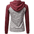Miniatyrbild 2 av 3: Huvtröjor för kvinnor färgblock huvtröja Basic dragkedja Jerseyjacka långärmad topp med fickor Plus Size red L