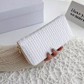 Miniatyrbild 1 av 10: Weave Läder Plånbok Dragkedja Mynt Plånböcker VIT