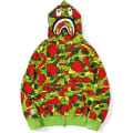 Miniatyrbild 1 av 5: Shark Ape Bape Hoodie Camo Print Polyestertröja Casual Loose Zip Hoodie Jacka För Herr Dam Green camouflage L