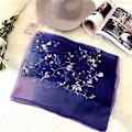 Miniatyrbild 4 av 5: Silk Wool Broderad Silk Scarf Partihandel Gradient Färg Mulber