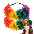 2-pack Solroskrans Boho Krans Solroshårband Blommigt Hårtillbehör (regnbåge) colour