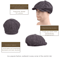 Miniatyrbild 4 av 5: Bomull Polyester Män Flat Cap Snygg Enfärgad Pojkar Gentleman Coffee