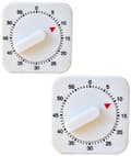 Set med 2 mekaniska kökstimer – 60-minuters visuell nedräkningstimer – Högljudd timer för matlagning, läxor och träning – Miniklocka