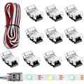 Miniatyrbild 1 av 5: 3-stifts Led Strip-kontakter 10 mm för Ws2811 Ws2812b Sk6812 Lödfri Led Strip, med 5 meter lång sladd (10 st)