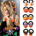 10 STK Halloween Hårelastikker, Spøgelse Græskar Sort Kat Mini Elastiske Hårbånd til Piger og Småbørn, Heksehat Græskar Scrunchies, Cosplay Tilbehør