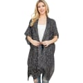 Miniatyrbild 1 av 5: Bohemian Sequin Glitter Poncho Kimono Cardigan Med Metallic SparkleKimono Wavy Black