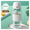 Miniatyrbild 1 av 5: Bärbar halmglaskopp med skala hög kapacitet vattenflaska för pojkar flickor White 360ml