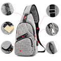 Miniatyrbild 8 av 11: Herr Pojkar Crossbody Satchel Dragkedja Axelväska Bröstväskor Ljusgrå 6.69x2.76x12.99"
