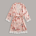 Miniatyrbild 4 av 4: Satin Silk Pyjamas Dam Nattlinne Underkläder Robes Underkläder Sovkläder Sexig Pink XL