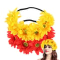 2-pack solroskrans Boho krans solroshårband blomma håraccessoar (regnbåge) Red*Yellow