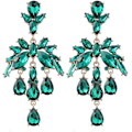 Miniatyrbild 1 av 4: Teardrop Chandelier Örhängen, Teardrop Cluster Dangle Örhängen för kvinnor, Bohemian Flower Teardrop örhängen, Sparkling Teardrop Stud örhängen green