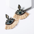 Miniatyrbild 3 av 3: Evil Eye Tofsörhängen, Teardrop Evil Eye Dangle Örhängen för kvinnor, Bohemian Evil Eye fransörhängen, Sparkling Eye Stud Earrings Evil