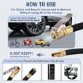 Miniatyrbild 2 av 7: Förlängningsslang för däckpump, snabbkoppling för däckventil, adapter för däckpump, högtrycksslang för underhåll av bil och motorcykel