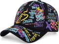 Graffiti baseballcaps, unisex baseballcaps justerbar bomull graffiti doodle sportscaps for menn kvinner