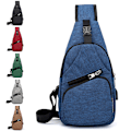 Miniatyrbild 4 av 4: Herr Pojkar Crossbody Satchel Dragkedja Axelväska Bröstväskor Svart 6.69x2.76x12.99"