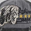 Miniatyrbild 3 av 10: Vintage skallebroderad cap Broderad Patch Peaked Cap Tvättad Distressed Sol Hat Cap Cb3893NavyBlue Adjustable