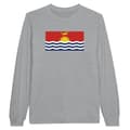 Langærmet T-shirt - PIXELFORMA - Kiribati Flag - Grå - Klassisk krave - Regular fit Grå XXL