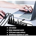 Miniatyrbild 5 av 5: Förbättrad USB Hub 3.0, Innovativ Multi-enhetsanslutning med LED-indikatorer för Sömlös Integration, Kompakt & Portabel Design Optimerad för Resor