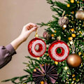 Miniatyrbild 2 av 5: Julgransprydnader, Set med 2 Julhattar och Polkagrisar Juldekorationer Små Hängen Style 4