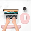 Miniatyrbild 6 av 7: Ergonomiskt handledsstöd för tangentbord, rengöringsbart PU-läder, stöd för kontor, dator, laptop, hållbart, bekvämt, smärtlindring, ljusrosa