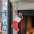 Miniatyrbild 3 av 5: Julstrumpehållare för spiselkrans, blank bronsmetall julstrumpehållare för öppen spis, juldekorationer Style 3