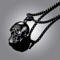 Miniatyrbild 2 av 5: Goth Dödskalle Halsband för Män, Punk Gotiska Halloween Smycken, Guldpläterad/Svart Rostfritt Stål Dödskalle Hänge Style 3