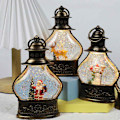 Miniatyrbild 2 av 5: Jul Snöglobslykta, Cylinder Glitter Snöglob, Brons Jul Snöglober, Lykta med Julgran Snögubbe Dekor Style 1