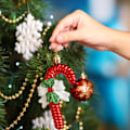 Miniatyrbild 5 av 5: Julgransprydnader, Set med 2 Julhattar och Polkagrisar Juldekorationer Små Hängen Style 2