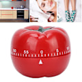Miniatyrbild 1 av 8: Charmig tomatformad mekanisk timer, 60 minuters nedräkningspåminnelse för kök, skolor, skönhetssalonger och gym, lätt att använda, högt ringsignalslarm