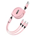 Miniatyrbild 1 av 7: 3-i-1 Teleskopisk Laddningskabel för Apple Android Rosa